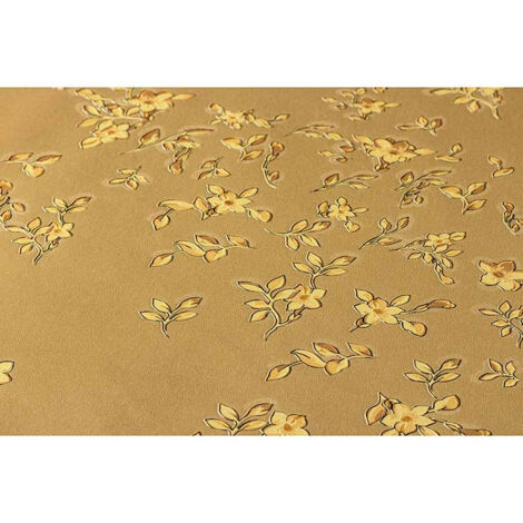 Papier peint anglais motif floral Tapisserie fleurie marron et or Papier peint intissé idéal pour salon cuisine et chambre adulte