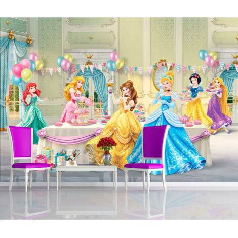 Papier peint anniversaire princesse Disney 360 x 254 cm – Colle incluse – Impression haute qualité – Pose facile en 4 étapes – Ag Art