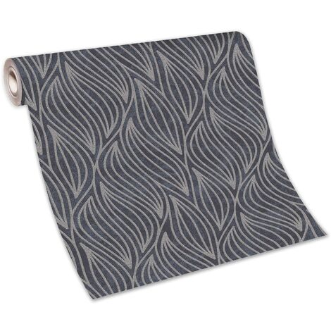 Papier peint anthracite & argenté moderne bureau & chambre | Tapisserie grise & argent motifs irisés | Papier peint intissé tendance