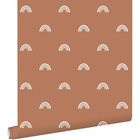 Papier peint arcs en ciel - 50 x 900 cm de ESTAhome - terracotta et blanc