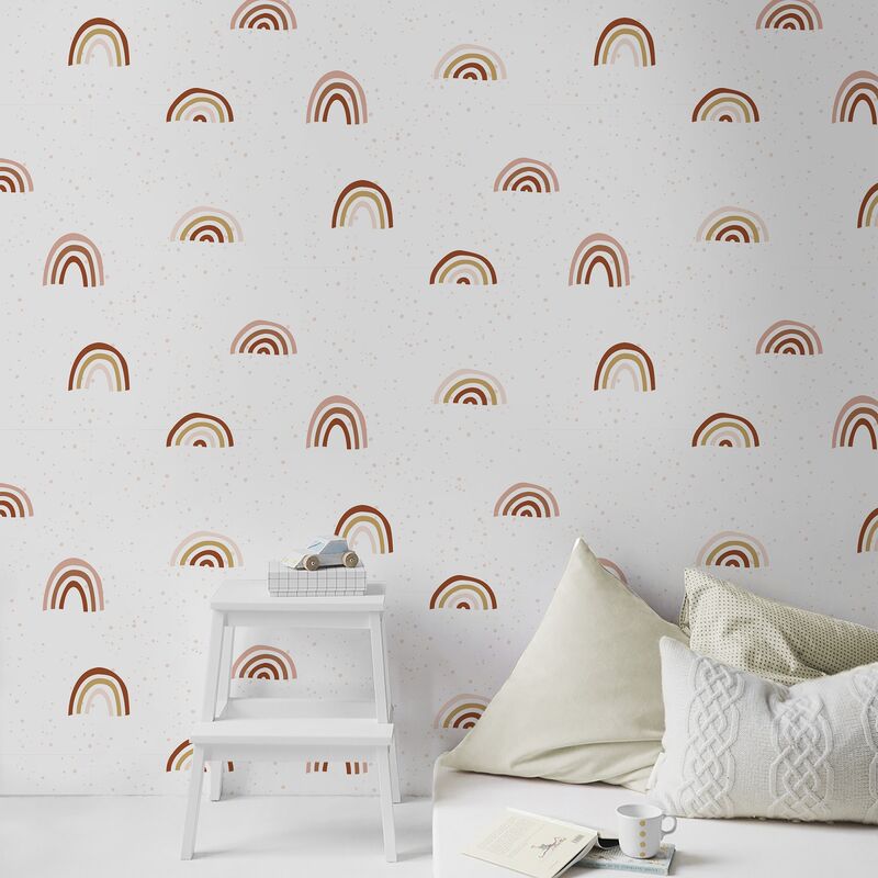 Papier peint intissé Bodil Arcs En Ciel multicolore 1005 x 52cm Blanc
