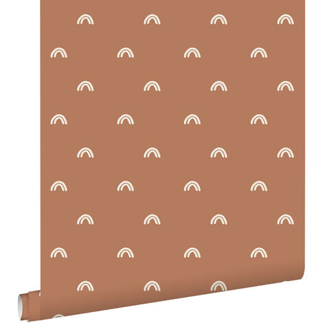 papier peint arcs en ciel terracotta et blanc  - ESTAhome