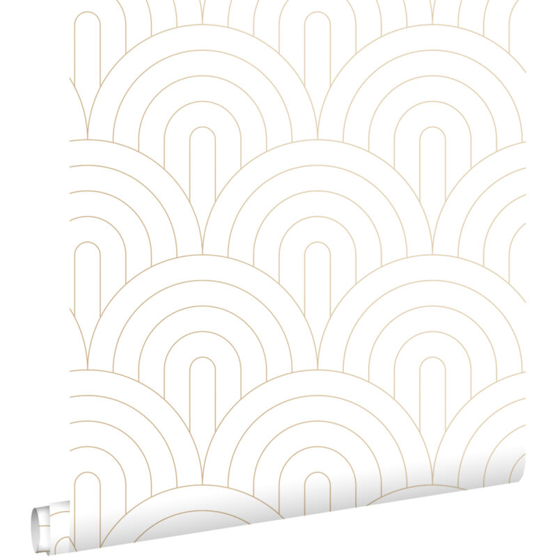Papier peint art déco blanc et or Estahome