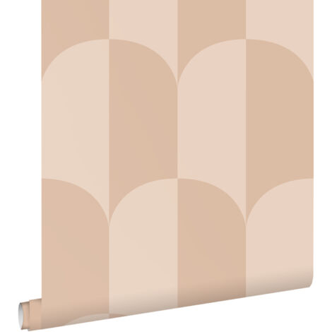 papier peint art déco rose poudre clair  - ESTAhome