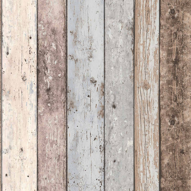 As Creation - Papier peint imitation bois flotté Tapisserie effet bois vieilles planches marron bleu Papiers peints pour bureau salon et couloir