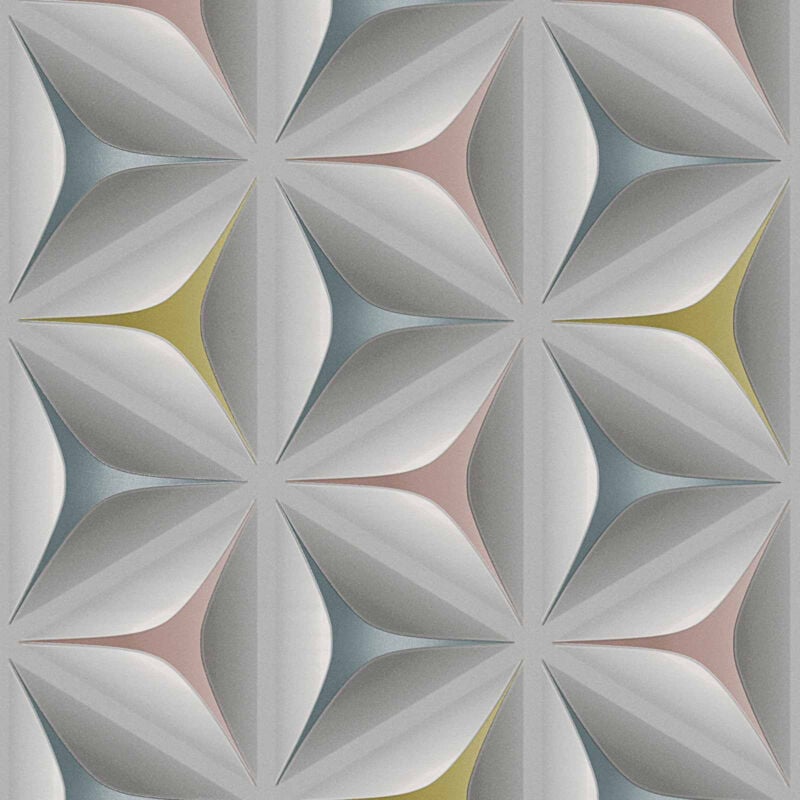 A.s.creations - Papier peint fleuri géométrique avec détails colorés Tapisserie salon originale graphique Papier peint motif floral original