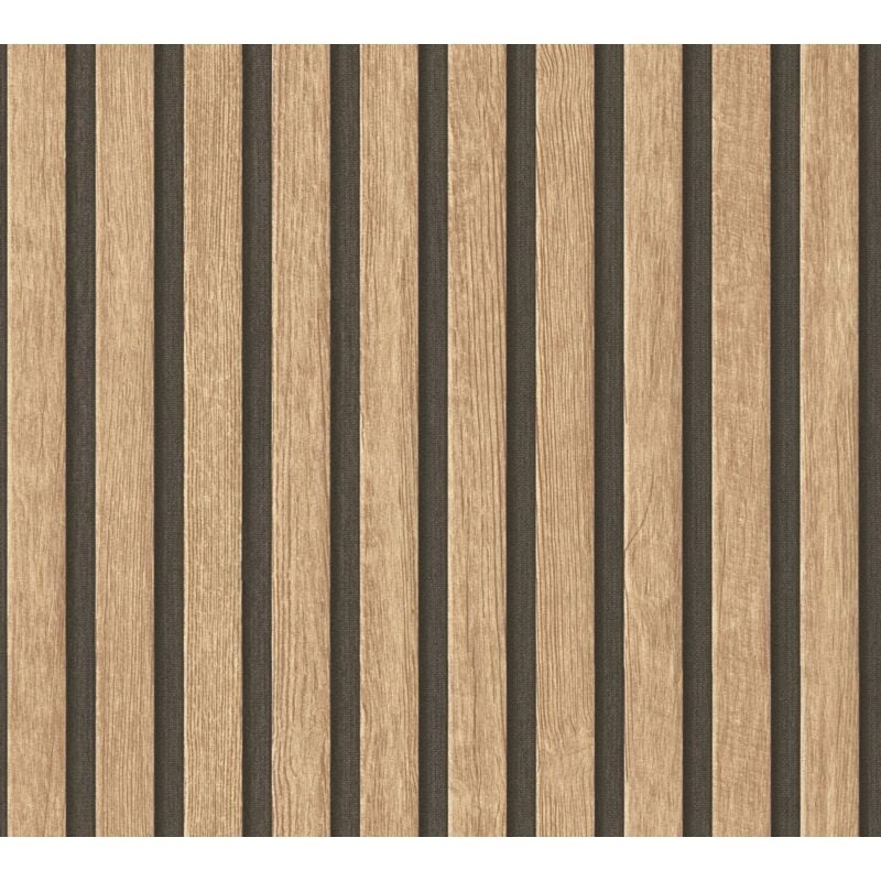 Papier peint 3D aspect bois Profhome 391091 papier peint intissé gaufré à chaud texturé à l'aspect de bois mat beige brun noir 5,33 m2