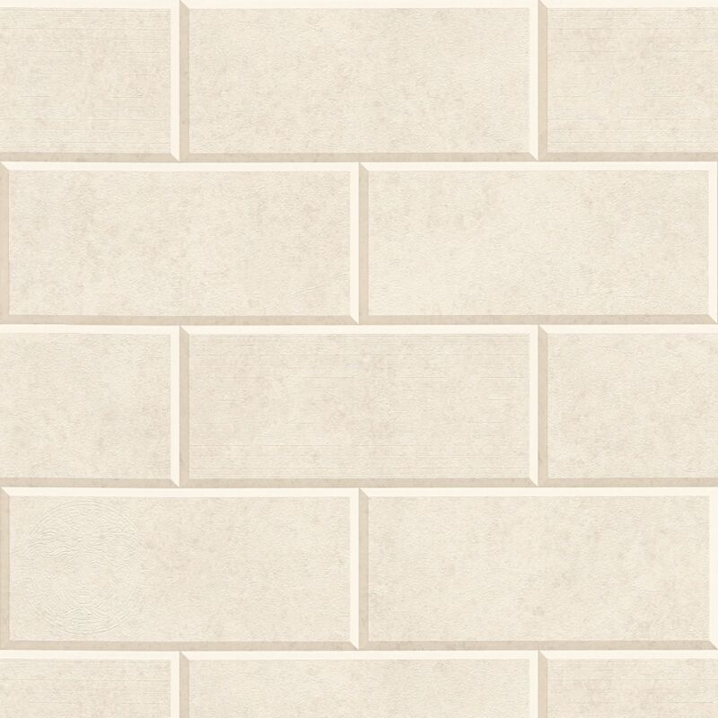 Papier peint aspect pierre carrelage Profhome 343225 papier peint intissé légèrement texturé à l'aspect de pierre mat beige blanc-crème 7,035 m2