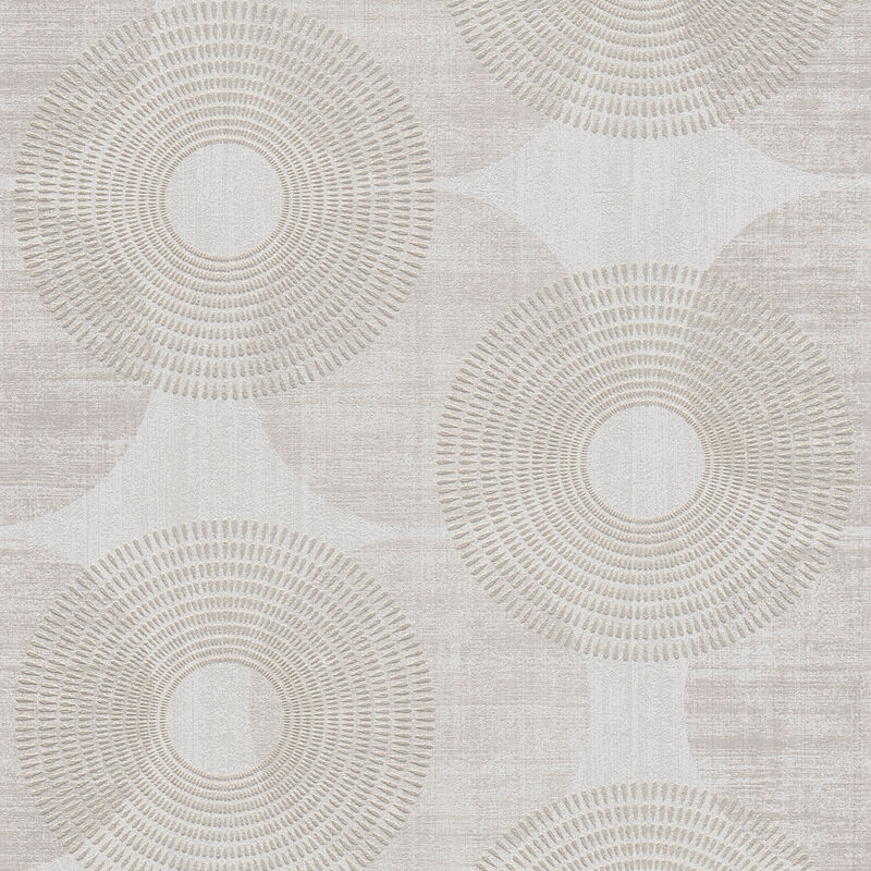 A.s.creations - Papier peint beige chic pour salon Tapisserie beige grise avec motif rond Papier peint géométrique moderne pour chambre