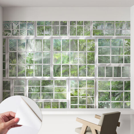 Papier peint autocollant à motifs décoratifs pour salon chambre et bureau Décoration murale élégante avec colle Forêt verte 152x104 cm