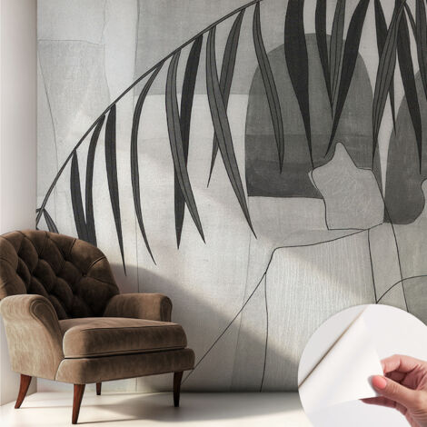 Papier peint autocollant à motifs décoratifs pour salon chambre et bureau Décoration murale élégante avec colle Palmier abstrait 250x250 cm