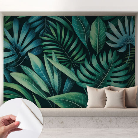 Papier peint autocollant adhésif avec imprimé installation simple qualité excellente sans désordre Feuilles tropicales 208x146 cm
