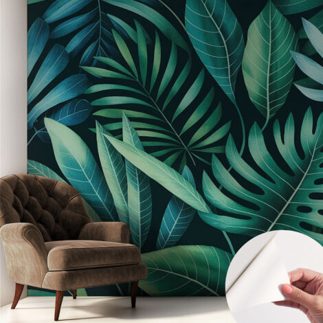 Papier peint autocollant adhésif avec imprimé installation simple qualité excellente sans désordre Feuilles tropicales 250x250 cm