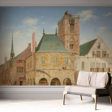 Papier peint autocollant adhésif avec imprimé installation simple qualité excellente sans désordre Hôtel de ville historique 312x219 cm