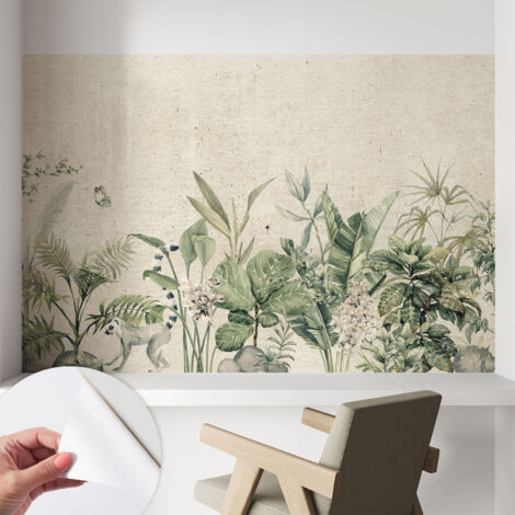 Papier peint autocollant adhésif avec imprimé installation simple qualité excellente sans désordre Jungle tropicale 104x70 cm