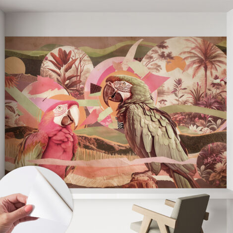 Papier peint autocollant adhésif avec imprimé installation simple qualité excellente sans désordre Oiseaux tropicaux 152x104 cm