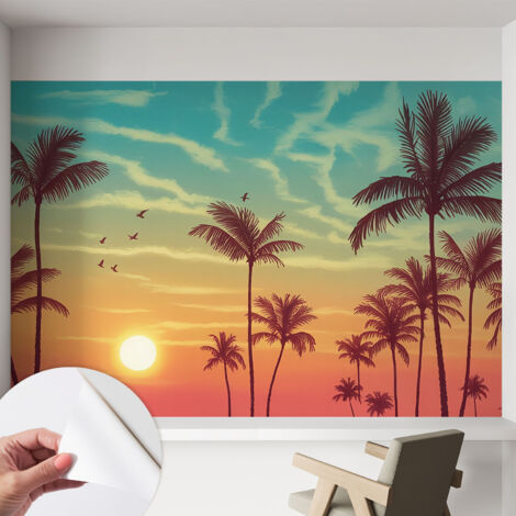 Papier peint autocollant adhésif avec imprimé installation simple qualité excellente sans désordre Paysage tropical 152x104 cm