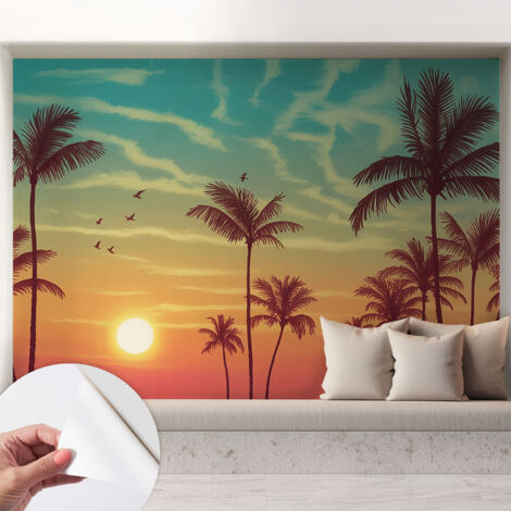 Papier peint autocollant adhésif avec imprimé installation simple qualité excellente sans désordre Paysage tropical 208x146 cm