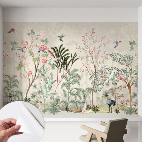 Papier peint autocollant adhésif avec imprimé motifs uniques apparence moderne Oasis tropicale 152x104 cm