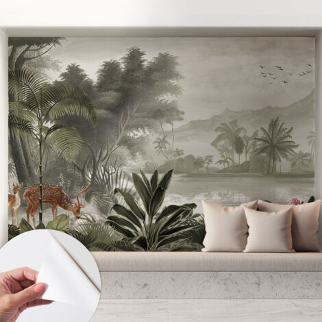 Papier peint autocollant adhésif avec imprimé motifs uniques apparence moderne Oasis tropicale 208x146 cm