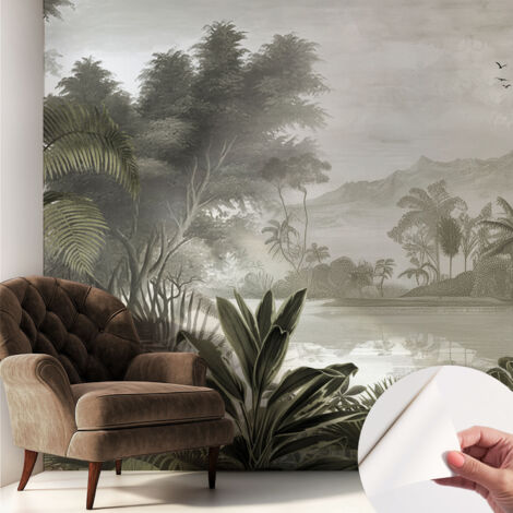 Papier peint autocollant adhésif avec imprimé motifs uniques apparence moderne Oasis tropicale 250x250 cm