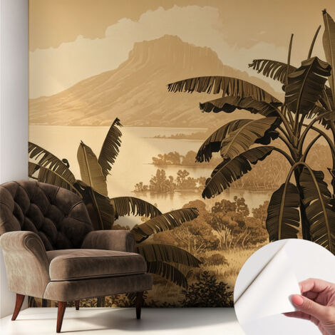 Papier peint autocollant adhésif avec imprimé motifs uniques apparence moderne Panorama tropical 250x250 cm