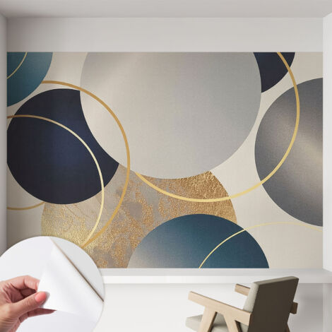 Papier peint autocollant adhésif avec motifs pour salon et chambre accessoire stylé pour votre intérieur Cercles créatifs 152x104 cm