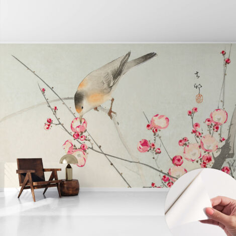 Papier peint autocollant adhésif avec motifs pour salon et chambre accessoire stylé pour votre intérieur Oiseau fleuri 416x254 cm