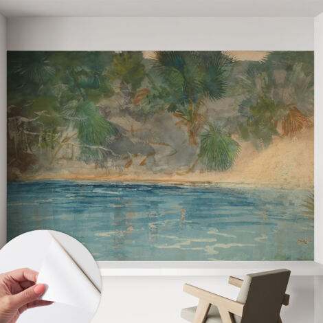 Papier peint autocollant adhésif avec motifs pour salon et chambre accessoire stylé pour votre intérieur Rive tropicale 152x104 cm