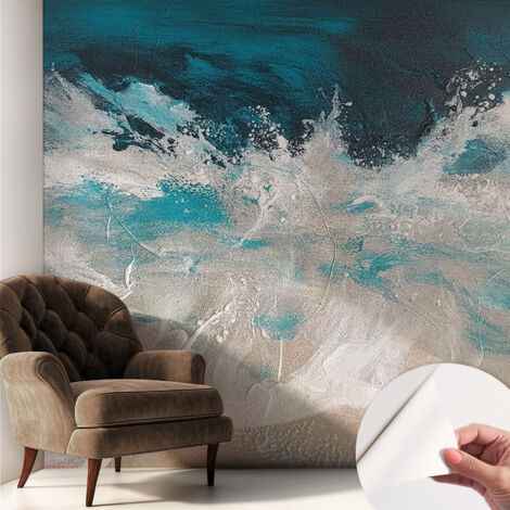 Papier peint autocollant adhésif avec motifs pour salon et chambre accessoire stylé pour votre intérieur Vagues océaniques 250x250 cm