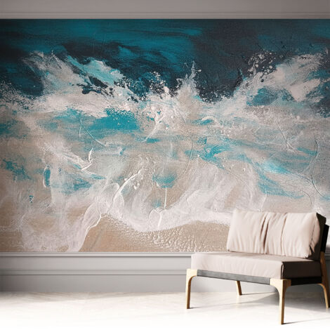 Papier peint autocollant adhésif avec motifs pour salon et chambre accessoire stylé pour votre intérieur Vagues océaniques 312x219 cm