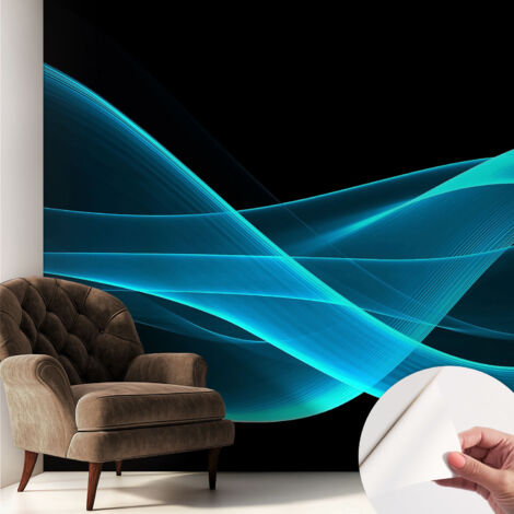 Papier peint autocollant adhésif avec motifs pour salon et chambre accessoire stylé pour votre intérieur Vagues spectaculaires 250x250 cm