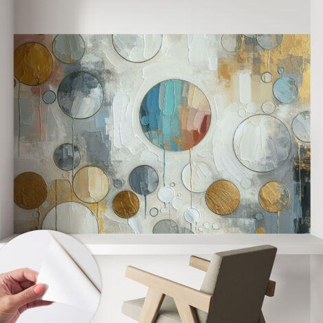 Papier peint autocollant adhésif décoratif avec motifs pour salon et chambre a motif Cercles géométriques 104x70 cm