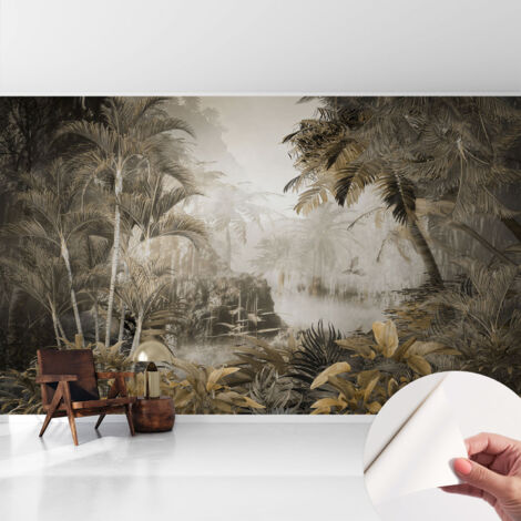 Papier peint autocollant adhésif décoratif avec motifs pour salon et chambre a motif Forêt tropicale 416x254 cm