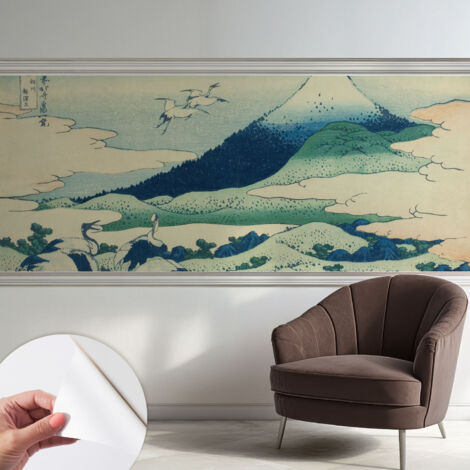 Papier peint autocollant adhésif décoratif avec motifs pour salon et chambre a motif Grues et montagnes 250x104 cm