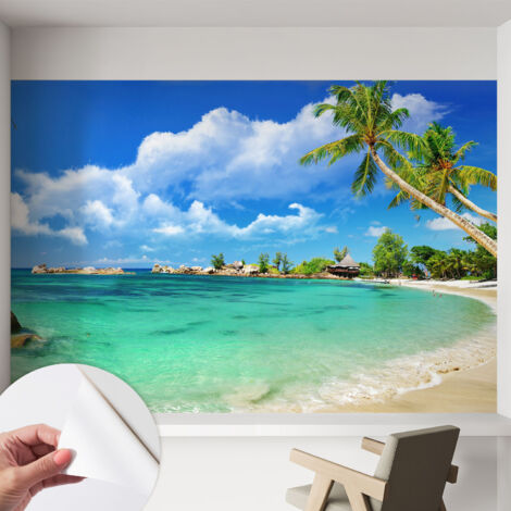 Papier peint autocollant adhésif décoratif avec motifs pour salon et chambre a motif Paradis tropical 152x104 cm