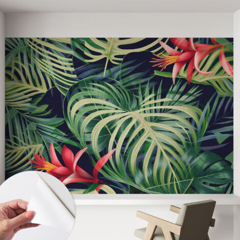 Papier peint autocollant adhésif décoratif avec motifs pour salon et chambre a motif Plantes exotiques 152x104 cm