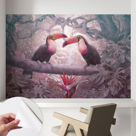Papier peint autocollant adhésif installation rapide du papier peint durable et résistante Couple exotique 104x70 cm