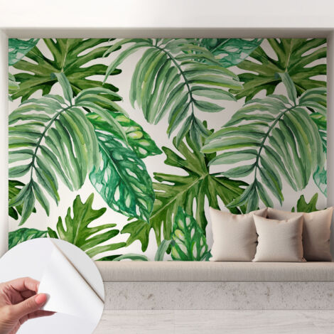 Papier peint autocollant adhésif installation rapide du papier peint durable et résistante Feuilles exotiques 208x146 cm