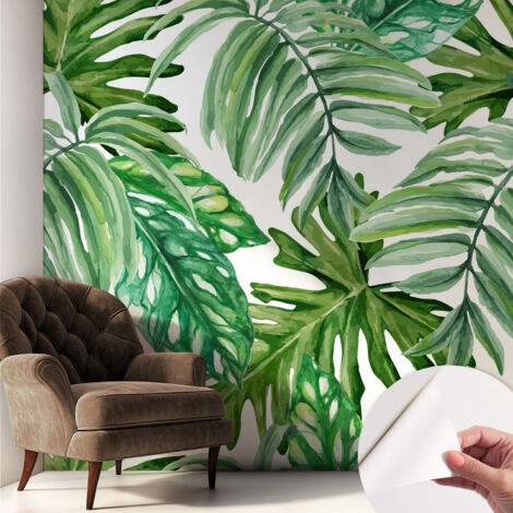 Papier peint autocollant adhésif installation rapide du papier peint durable et résistante Feuilles exotiques 250x250 cm