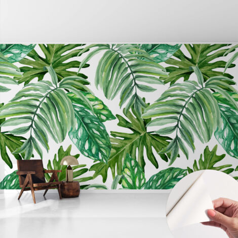 Papier peint autocollant adhésif installation rapide du papier peint durable et résistante Feuilles exotiques 416x254 cm