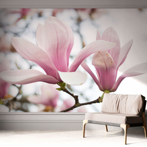 Papier peint autocollant adhésif installation rapide du papier peint durable et résistante Fleurs de magnolia 312x219 cm