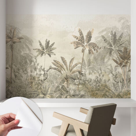 Papier peint autocollant adhésif installation rapide du papier peint durable et résistante Jungle tropicale 104x70 cm