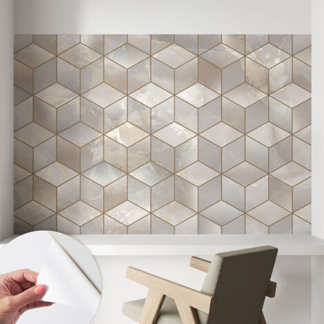 Papier peint autocollant adhésif installation rapide du papier peint durable et résistante Mosaïque géométrique 104x70 cm