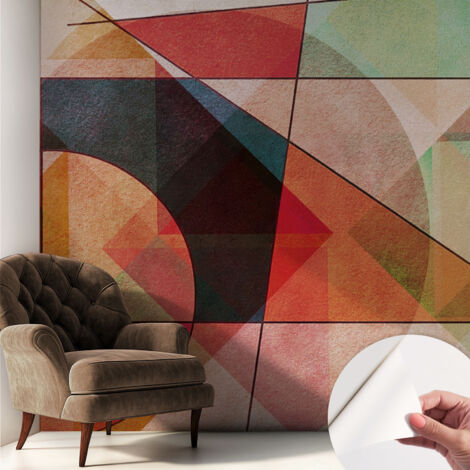 Papier peint autocollant avec imprimé décoratif pour salon et chambre à coucher Installation facile Abstraction géométrique 250x250 cm