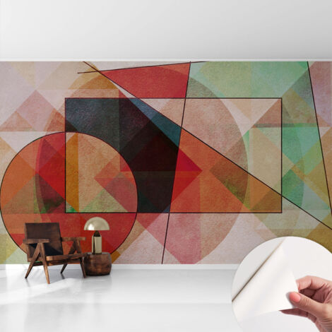Papier peint autocollant avec imprimé décoratif pour salon et chambre à coucher Installation facile Abstraction géométrique 416x254 cm