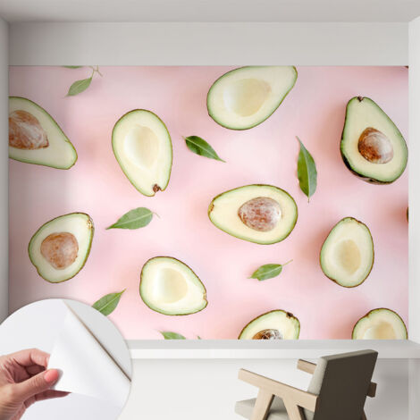 Papier peint autocollant avec imprimé décoratif pour salon et chambre à coucher Installation facile Composition d'avocats 152x104 cm