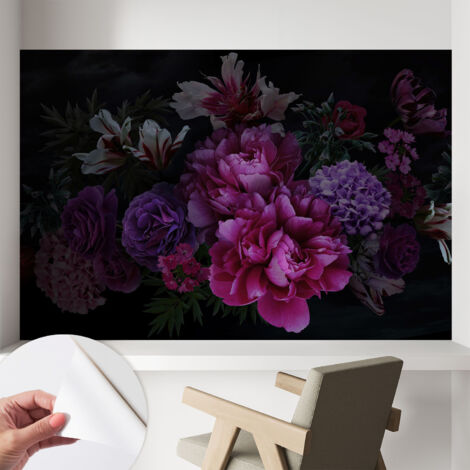 Papier peint autocollant avec imprimé décoratif pour salon et chambre à coucher Installation facile Élégance florale 104x70 cm