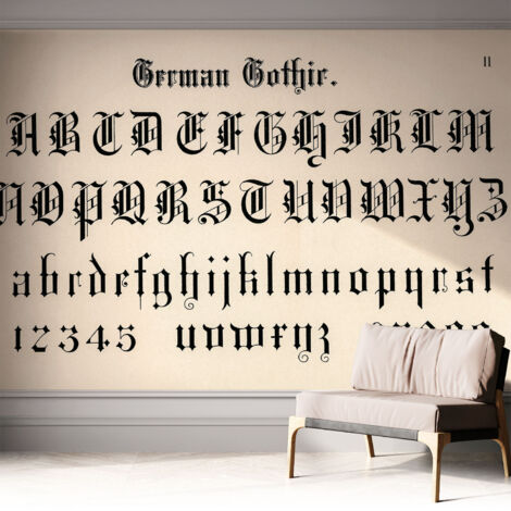 Papier peint autocollant avec imprimé décoratif pour salon et chambre à coucher Installation facile Lettres gothiques 312x219 cm