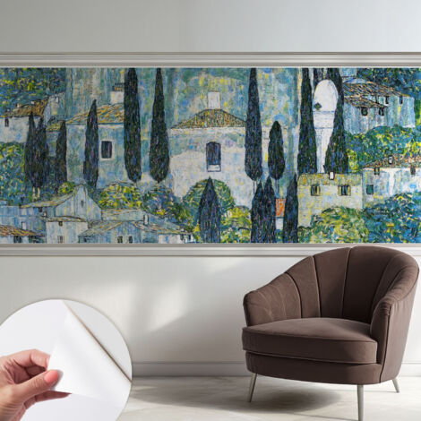 Papier peint autocollant avec imprimé décoratif pour salon et chambre à coucher Installation facile Maisons en cyprès 250x104 cm